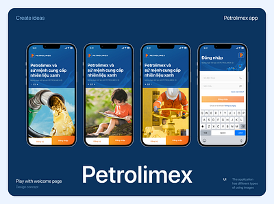 Petrolimex app - Welcome & Login app branding color design guideline mobile mockup petrolimex ui