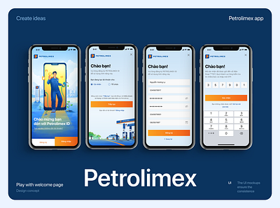 Petrolimex app - Login branding color design guideline illustration mockup petrolimex ui