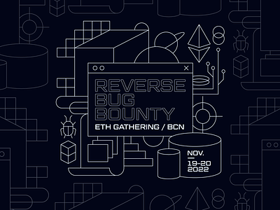 ETH Bug Bounty Design blockchain crypto darkmode design eth event icons illustration web 3.0 web3