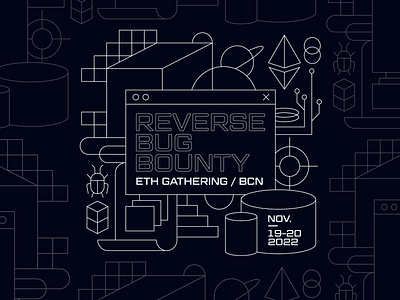 ETH Bug Bounty Design blockchain crypto darkmode design eth event icons illustration web 3.0 web3