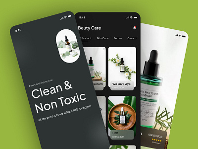 Beuty Care - Skincare app design app appdev beauty branding clean dark design flutter graphic design kotlin minimalis mobiledesign mobiledev shop simple skincare ui userinterface ux web