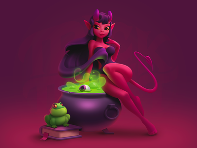 Devil’s Potion 2d art character character illustration design devil digital art frog girl halloween halloween illustration illustration illustration art illustration for web shakuro vector