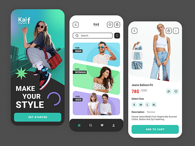 Kaif - Mob App Design branding design graphic design illustration logo ui ux vector web design website design