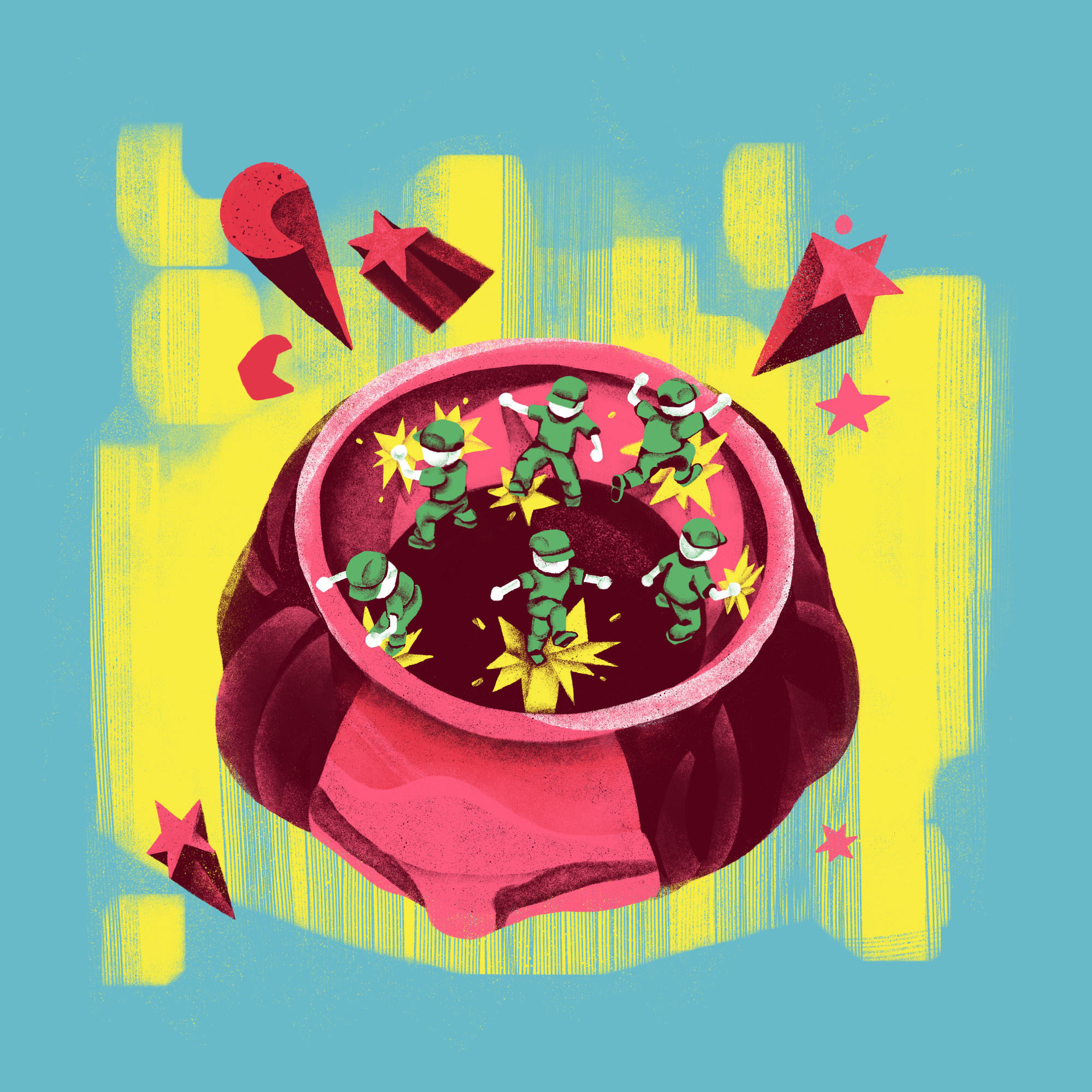 The Memorization part affinity designer blog character editorial illustration head headache illustration jump people