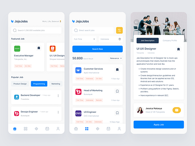 Job Finder Mobile App app design apply job career clean design find job hiring hiring platform job finder job finding job hunt job listing job portal job search job seeker mobile app mobile design recruitment ui design ui ux we are hiring