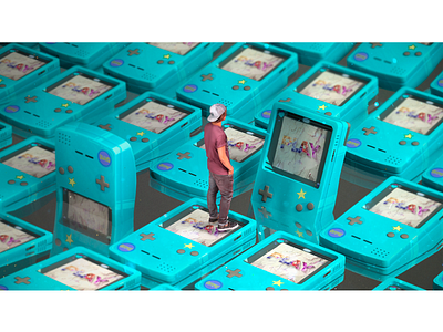 Play 3d boy c4d cg cinema 4d digital art game gameboy illustration play