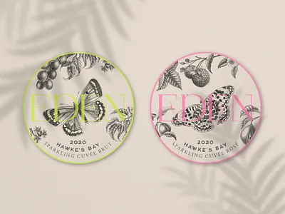 Sparkling Labels botanical branding butterfly drinks illustration packaging sparkling wine
