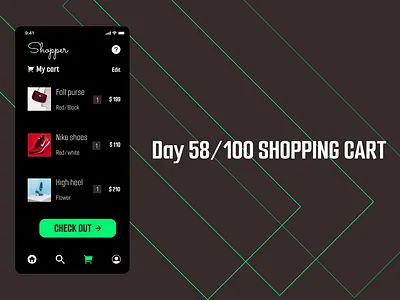 <100 day challenge> Day 58 Shopping cart 100daychallenge dailyui design ui ux