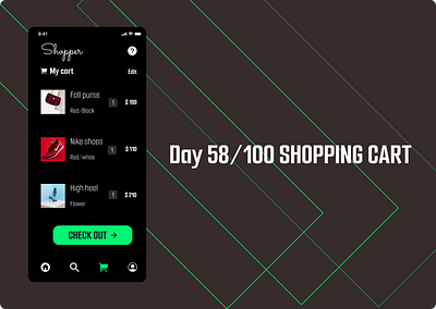 <100 day challenge> Day 58 Shopping cart 100daychallenge dailyui design ui ux