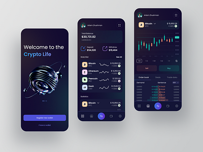Crypto Wallet App 💰 app bitcoin crypto design ewallet exchange mobile trading ui uiux ux wallet