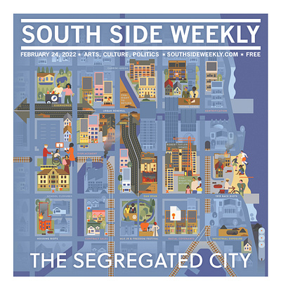 SSW Cover: The Segregated City cover editorial illustration map vector