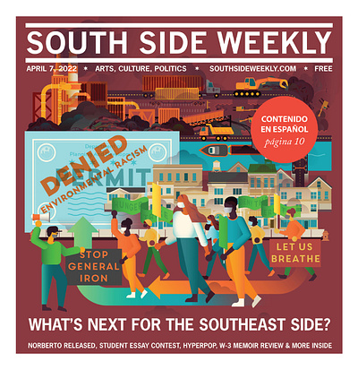 SSW Cover: What's Next for the Southeast Side? agitprop cover editorial illustration streetscape vector