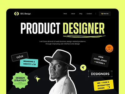 Product Designer | Personal Portfolio Landing Page available brand designer creative designer freelancer hire home page interface landing page productdesigner remote uidesign ux designer web design website website design