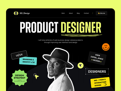 Product Designer | Personal Portfolio Landing Page available brand designer creative designer freelancer hire home page interface landing page productdesigner remote uidesign ux designer web design website website design