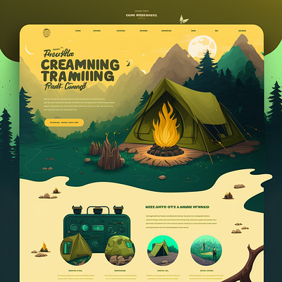 Camping landing page web design 3d animation branding graphic design logo motion graphics ui