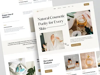 Vonzy - Beauty Website Landing Page beautifull beauty beauty clinic beauty product beauty salon beauty website cosmetics design feminine landing page logo makeup skin care skincare ui uidesign uiux web design website websitedesign