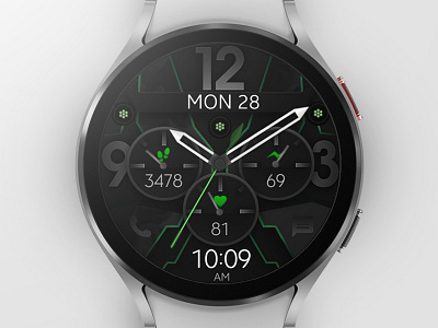 Dark and Animated Analog Watch Face with a Futuristic Twist dark design futuristic graphic design illustration samsung smartwatch technology timekeeping timepiece ui watch watchaddict watchcollector watchface wearabletech