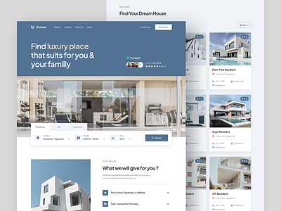 Real Estate Landing Page apartment architect building home homepage house landing page property real estate realtor residence ui uiux villa web design website