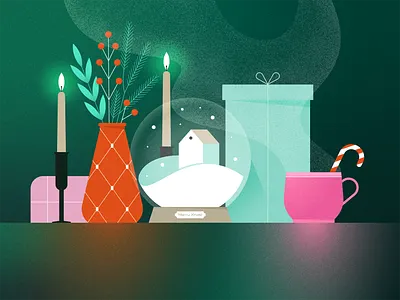 A Cozy Christmas adobe illustrator ball christmas cozy decor decorations gift globe holiday illustration merry mug objects present snow snowglobe vector vector art winter xmas