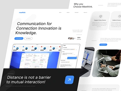 Meethink - Video Conference Landing Page cam community design discuss google meet homepage landing page meet meeting video video conference voice web web design website website design zoom