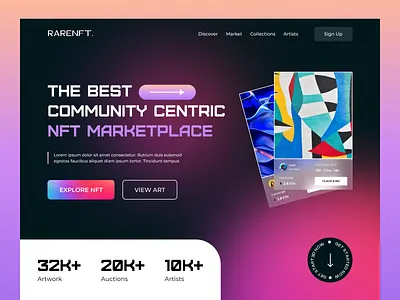 NFT Marketplace Website Design artwork crypto art cryptoart design digital art graphic design landing page marketplace nft nft design nftart nfts studio ui uiux ux web web design website website design