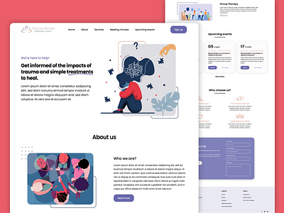Trauma Treatment Website Design about us best shot best website card clean consult contact us event group therapy hero section illustration landing page medical healthcare minimal services treatment trendy design ui ux design website design website header