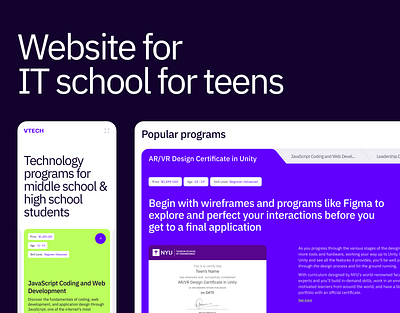 IT school for teens design education design figma it ui ui ux ux web web design website