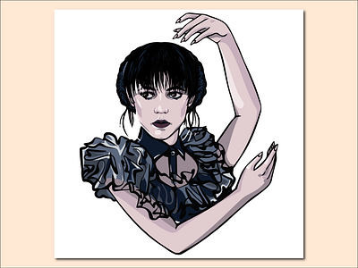 Wednesday Addams Dance Illustration adobe illustrator black and white black and white graphics design girl graphic design illustration logo vector