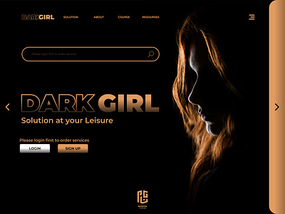 DARK GIRL LAYOUT WEBSITE android black boy brown creative dark design girl graphic design ios landing page logo mobile model motion graphics orenge service ui web website