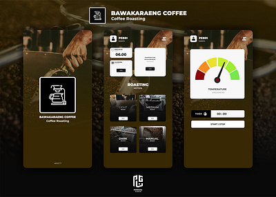 UI MOBILE LAYOUT ROASTING COFFEE SERVICE android black branding brown coffee creative dark dekstop design graphic design ios layout logo mobile roasting simple ui ux web white