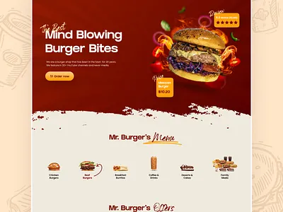 Mr.Burger Landing Page burger food food illustration ingredient landing page restaurant ui vegetable