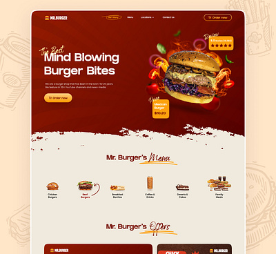 Mr.Burger Landing Page burger food food illustration ingredient landing page restaurant ui vegetable
