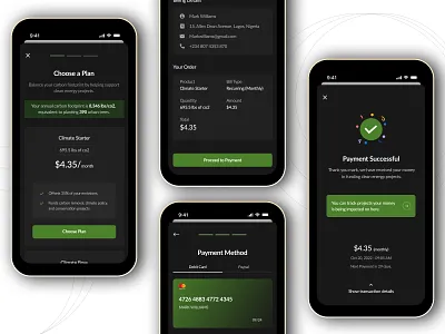 Carbon Offset Mobile App - Other Screens climate tech fintech mobile app product design ui ui design ux