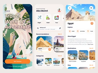 Travel, work and adventure app adventure app design clean app clean ui internation travel minimal minimal app product design staycation travel travel and work travel app travel information travel ui travel ux travel world trip ux vacation workation