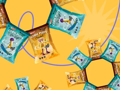 AwsumSnacks | Packaging design for corn snacks branding corn food fun hand drawn kids mascot packaging photoshop product snack vegan visual design