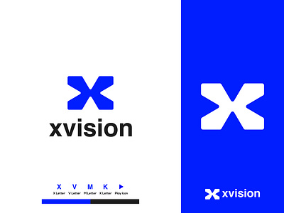 xvision logo design brand identity branding identity illustration k letter lettermark logo logo design logo designer m letter mark minimal modern music play simple symbol v letter vector x letter