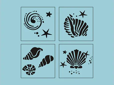 Sea stencil design branding design graphic design illustratio illustration logo sea stencil design stencil stencil design typography vector wall art