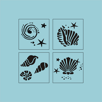 Sea stencil design branding design graphic design illustratio illustration logo sea stencil design stencil stencil design typography vector wall art
