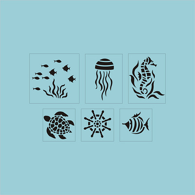 Sea stencil design branding design graphic design illustratio illustration sea stencil design stencil stencil design vector wall art