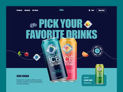 Cools-Drinks Ecommerce Website Design beverages cans colds colorful cooldrinks design drinks ecommerce healthy interface landing page minimal product trending 2023 ui uiux webdesign website website concept website design