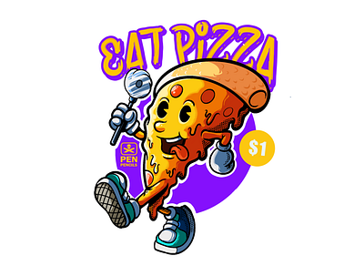 pizza time 2dillustration cartoon character characterdesign design illustration pizza vector