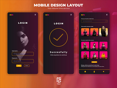 MOBILE DESIGN UI DATING SIMPLE ELEGANT android beautifull beauty black design girl gradation graphic design insta ios layout logo marketing mobile model modern social media ui web white