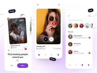 Dating App Design android app design bumble chat chatting app date dating dating app design ios match match making app matching minimal mobile app partner finder social app tinder ui ux