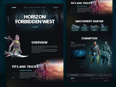 Horizon Forbidden West Landing Page 3d action adventure character creative dark design game gradient graphic design horizon landing page ui ux vector web web ui