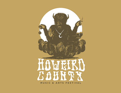 Howeird County Music & Arts Festival bison buffalo cosmic festival flyer