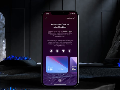 Natural Promo code activation 3d activation app apple background circle coins crypto dao dark decentralize futuristic ios iphone loading logo motion planet promocode white