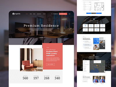 Apartio : Real Estate Single Property Web Design branding clean creative design graphic design home logo motion graphics real estate real estate psd real estate psd template real estate templates real estate theme residence residence template single property single property template single property theme ui