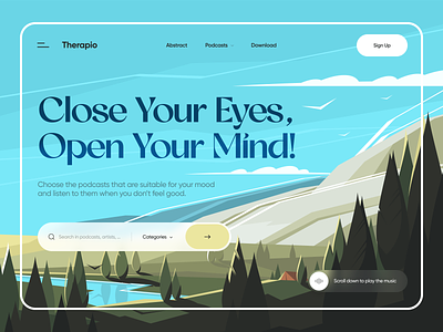 Therapy Landing 🍃 doctor feels landing landing page landscape mood music peace podcast podcasts scene therapist therapy ui ux web design
