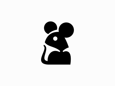 Minimalist Mouse Logo animal branding character cute design flat icon identity illustration logo mark mascot minimalist mouse negative space rat simple small symbol vector