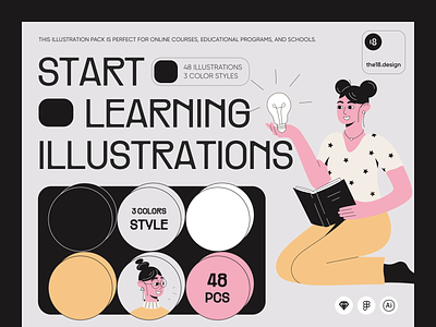 Start Learning Illustrations 18design clean ui course e learning edtech education learn learn illustration learning learning illustration lesson minimalism online class online course online school school the18design udemy ui uidesign